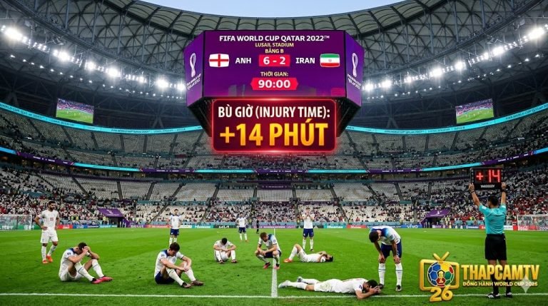 Minh họa tác động của VAR đến thời gian bóng chết và con số bù giờ kỷ lục tại World Cup Qatar 2022