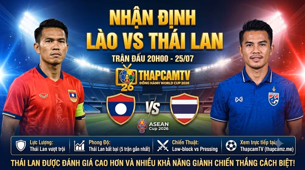 Nhận định bóng đá trận Lào vs Thái Lan tại vòng bảng ASEAN Cup 2026 trên ThapcamTV.