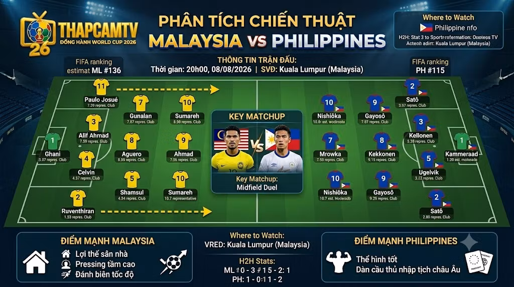 Sa bàn phân tích chiến thuật và đội hình ra sân trận Malaysia đối đầu Philippines do chuyên gia BLV Man Man của ThapcamTV đánh giá.